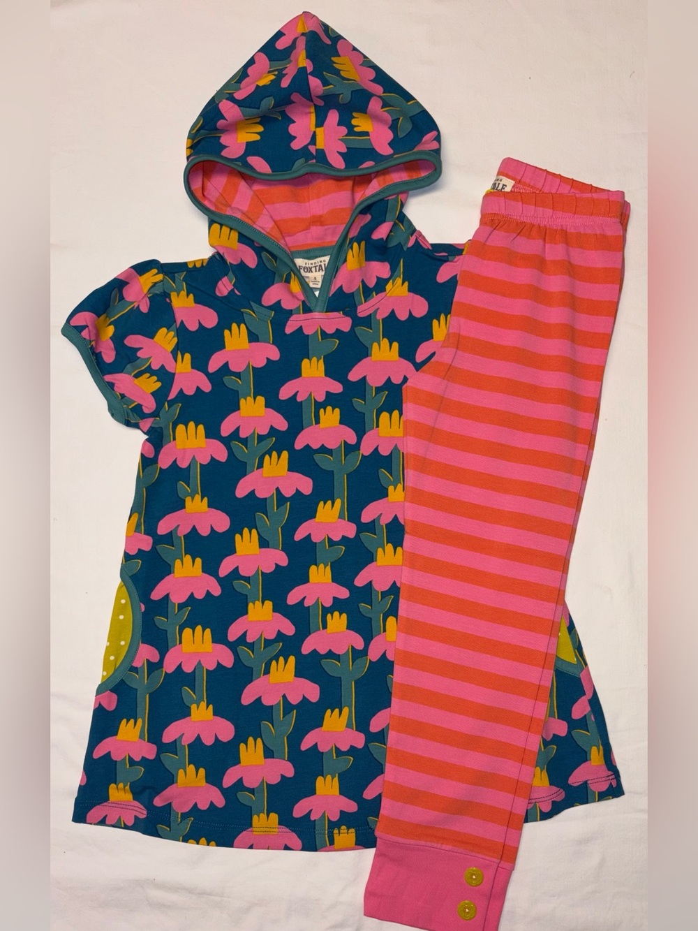 Finding Foxtale Chasing Daisies Tunic & Party Stripes Leggings sz 5 NWT